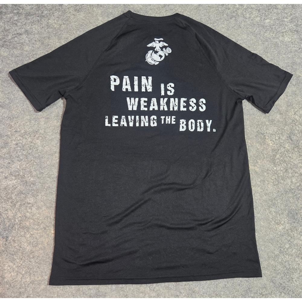 US Marines Pain Is Weakness Leaving The Body Shirt Black Large USMC